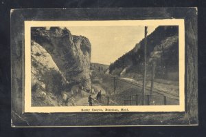 BOZEMAN MONTANA ROCKY CANYON RAILROAD TRAIN TRACKS VINTAGE POSTCARD