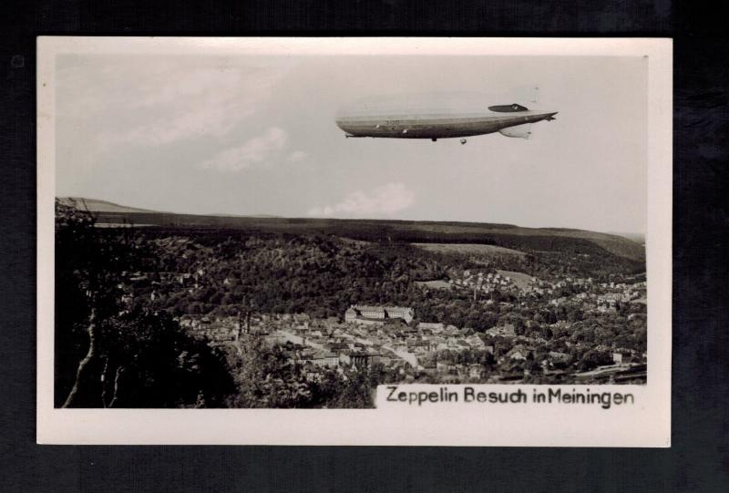 1931 Mint RPPC Graf Zeppelin Ondear sobre Meiningen Lz 127 Real Foto Tarjeta