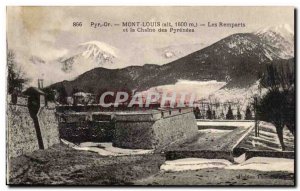 Old Postcard Mont Louis The walls and the chain of Pyrenees