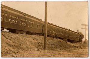 RPPC, Train Wreck ? Penn Line on Car