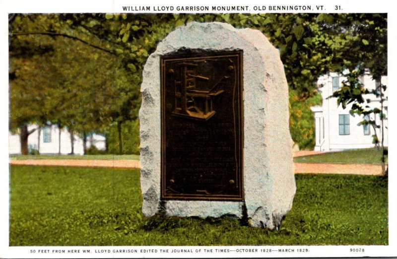 Vermont Old Bennington William Lloyd Garrison Monument Curteich