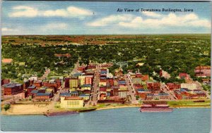 Postcard AERIAL VIEW SCENE Burlington Iowa IA AO6584