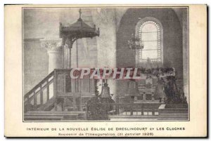 Postcard Old Bell Interior of the new church of Dreslincourt and bells of Rem...