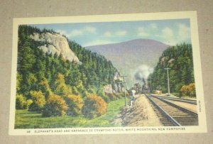 VINTAGE UNUSED POSTCARD ELEPHANT'S HEAD WHITE MOUNTAINS N.H. PENNY PC