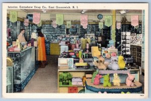 1930-40's EARNSHAW DRUG STORE INTERIOR EAST GREENWICH RHODE ISLAND POSTCARD