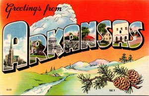 Arkansas Greetings From Large Letter Linen