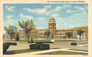 LANSING, MI Michigan   JW SEXTON HIGH SCHOOL    1945 Curteich Linen Postcard