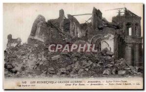 Old Postcard Army Armentieres Notre Dame Church