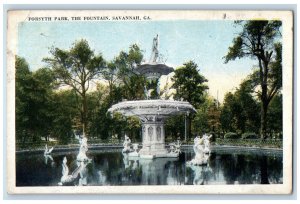 1921 Forsyth Park The Fountain Savannah Georgia GA Antique Posted Postcard 