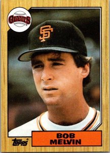 1987 Topps Baseball Card Bob Melvin San Francisco Giants sk3392