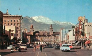 Autos Marquees Hotel Pikes Peak Avenue Colorado A&S 1950s Postcard 20-13892