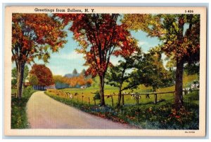 1941 Greetings From Suffern New York NY, Road And Cows Field View Postcard