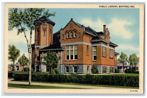 c1940 Exterior View Public Library Building Whiting Indiana IN Unposted Postcard