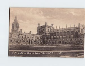 Postcard Christ Church Quad, Oxford, England