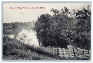 1917 Scene Togo Point Near Marshall River Lake Trees Michigan Antique Postcard 