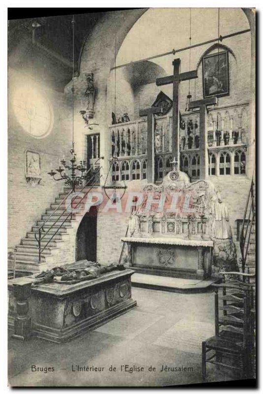 Old Postcard Bruges The Interior of the Church of Jerusalem