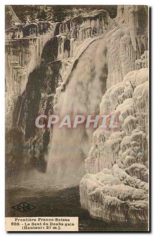 Old Postcard Frontiere Franco Suisse Le Saut du Doubs gele