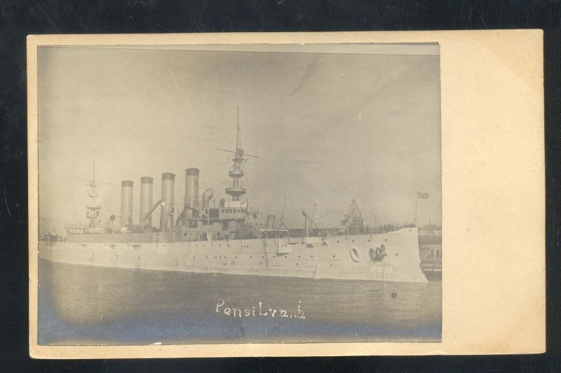 RPPC UNITED STATES NABY BATTLESHIP USS PENNSYLVANIA SHIIP REAL PHOTO POSTCARD