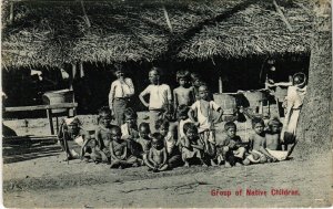PC CPA SRI LANKA, CEYLON, GROUP OF NATIVE CHILDREN, Vintage Postcard (b12677)