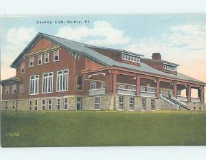 Unused Linen COUNTRY CLUB BUILDING Quincy Illinois IL H5146@