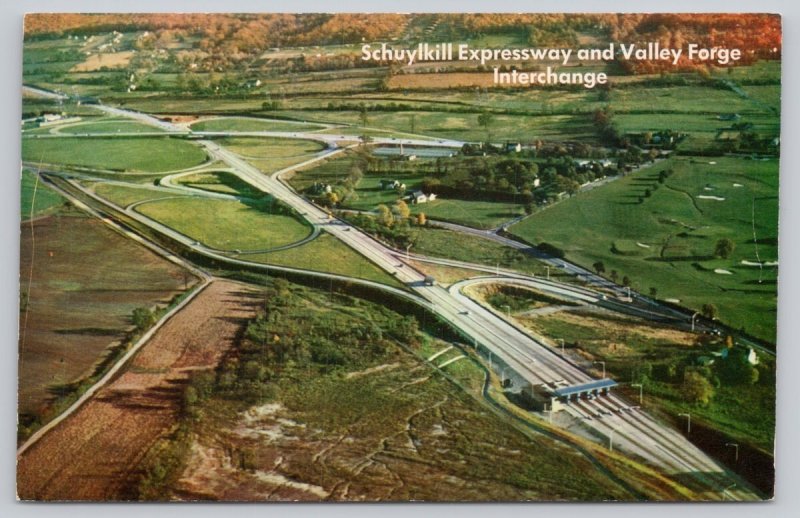 Postcard Pennsylvania PA Schuylkill Expressway Aerial Interchange 1950s View