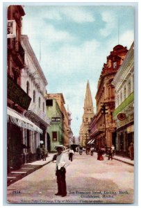 Guadalajara Jalisco Mexico Postcard San Francisco Street Looking North c1910