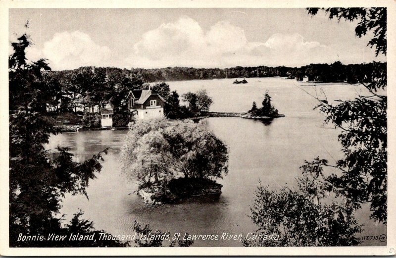 VINTAGE POSTCARD BONNIE VIEW ISLAND THOUSAND ISLANDS ST. LAWRENCE RIVER CANADA