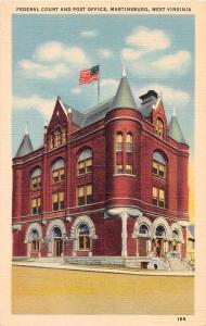 Martinsburg West Virginia Federal Court and Post Office Postcard J51475