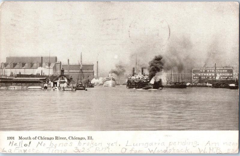 1908 Mouth of Chicago River, Chicago, Illinois Z17