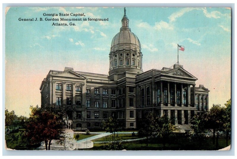 Atlanta Georgia GA Postcard Georgia State Capitol General Gordon Monument c1910