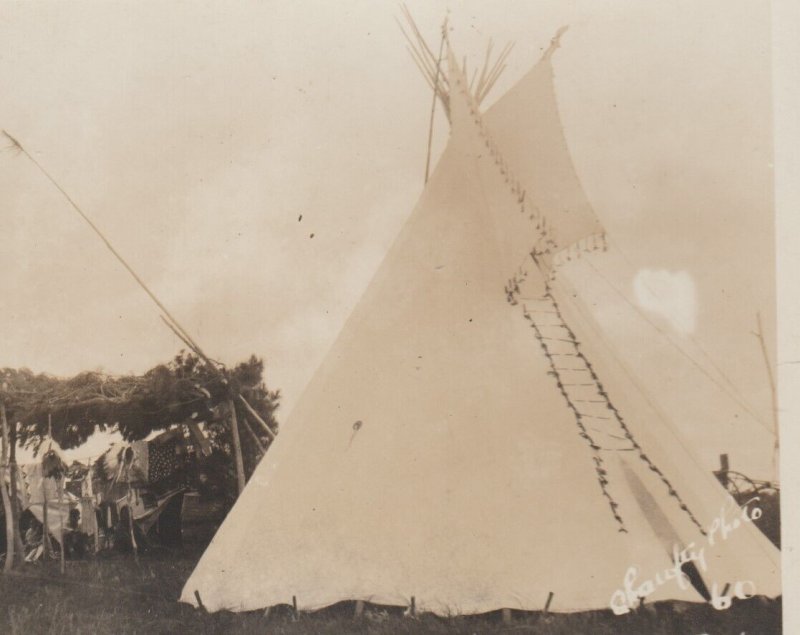 Valentine NEBRASKA RPPC c1920 SIOUX TEPEE Indian Camp Indians CHIEF Rosebud SD