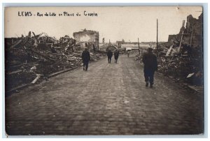 Lens France Postcard Street From Lille and Cantin Square 1919 WW1 RPPC Photo