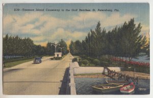 P3070, 1954 postcards view treasure island causeway to beaches st petersburg fl