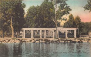 LAKEWOOD PERGOLA SKOWHEGAN MAINE HAND COLORED POSTCARD (c. 1920s)