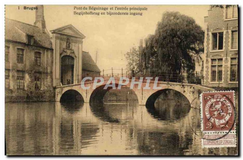 Old Postcard Bruges Pont Du Beguinage and Main Entree