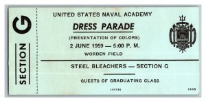 U.S. Naval Academy Ticket 2 June 1959  Dress Parade