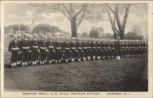 Newport RI Company Drill Sailors Naval Training Station c1915 Postcard