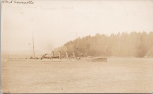 HMS 'Newcastle' Ship Barkley Sound BC Vancouver Island c1915 RPPC Postcard H56