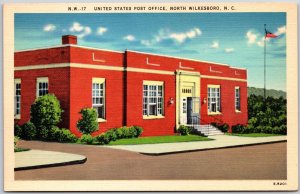 North Wilkesboro NC-North Carolina, United States Post Office, Roadway, Postcard