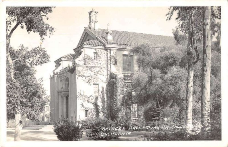 Claremont California Pomona College Bridges Hall Frasher Real Photo PC AA30460