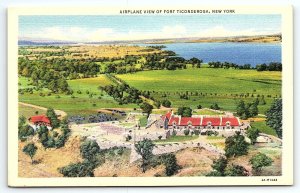 1934 FORT TICONDEROGA NEW YORK NY AIRPLANE VIEW FORT TICONDEROGA POSTCARD P2607