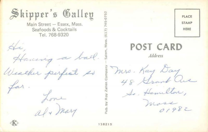 Essex Massachusetts Skipper's Gallery Vintage Postcard AA44788