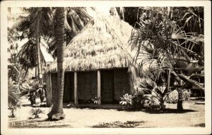 Hawaiian Islands Hawaii HI Little Grass Shack Real Photo Vintage Postcard