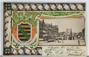 Germany Blasewitz Schillerplatz Embossed Halberd Sheild c1900 Postcard K18