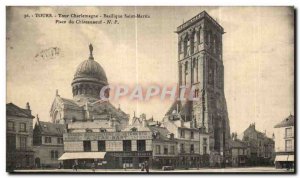 Old Postcard Charlemagne Tower Tours Basilque Saint Martin Square Chateauneuf