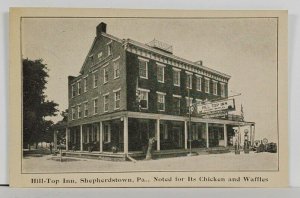 PA Shepherdstown HILL-TOP INN Rte 24 Advertising Chicken & Waffles Postcard Q15