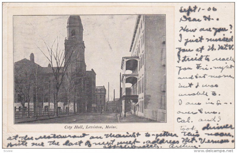 LEWISTON, Maine; City Hall, PU-1906