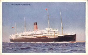 Steamship MV Worcestershire BIBBY LINE c1915 Postcard