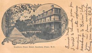 Southern Pines North Carolina Hotel Street View Antique Postcard K31342