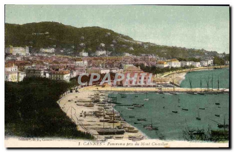 Old Postcard Panorama Cannes Pres Du Mont Chevalier Boat